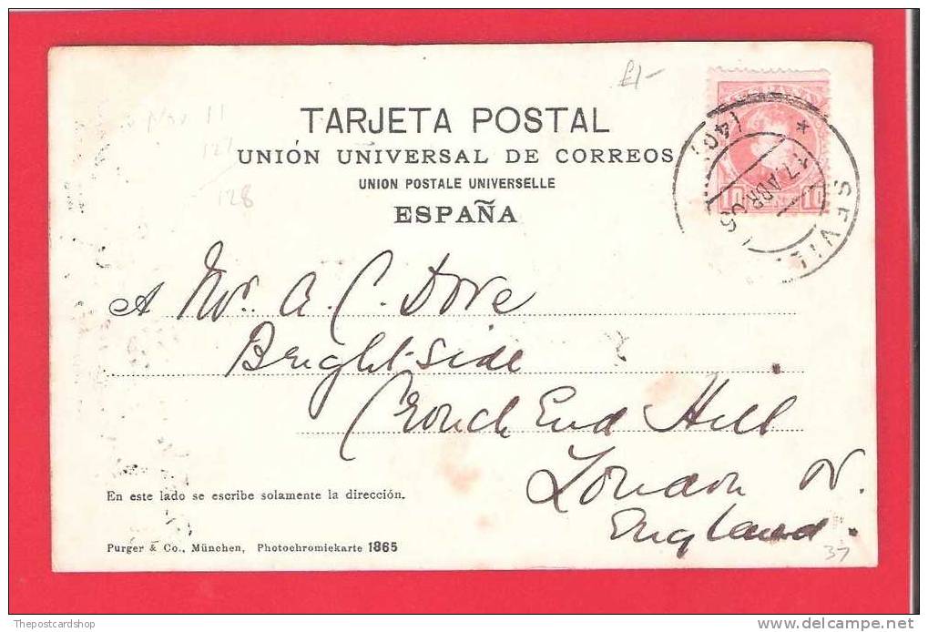 SPAIN ESPANA Espagne ALCAZAR PAVILION CARLOS V SEVILLA DOS NON DIVISE + STAMP MORE SPAIN LISTED - Sevilla (Siviglia)