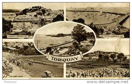 TORQUAY  -  5 VUES   - 1954 -  ( Grosse Déchirure Côté Gauche ) EN L ETAT. - Torquay