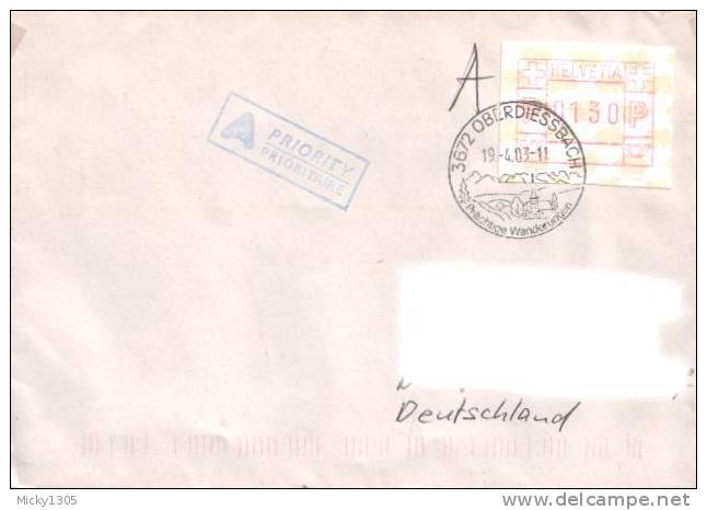 Schweiz / Switzerland - Umschlag Echt Gelaufen / Cover Used (y103) - Automatenzegels