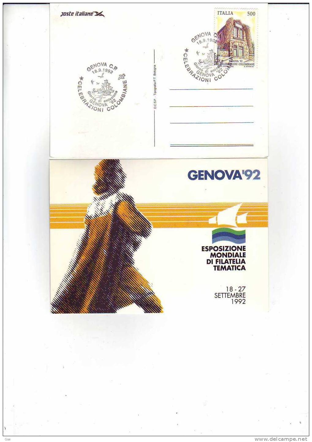 ITALIA 1992 -  Cartolina Ufficiale - Annullo Speciale Illustrrato - C. Colombo - Christopher Columbus