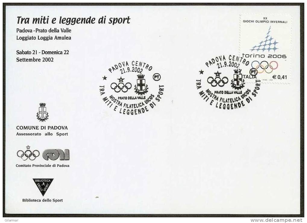 OLYMPIC ITALIA PADOVA 2002 - MOSTRA FILATELICA UICOS - TRA MITI E LEGGENDE DI SPORT - CARTOLINA UFFICIALE - Zomer 2004: Athene