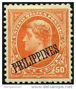 US Philippines #212 XF Mint Hinged 50c Overprint From 1899 - Philippines