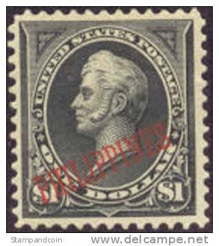 US Philippines #223A Mint Hinged $1 Overprint From 1899-1901 W/PF Certificate - Filippijnen