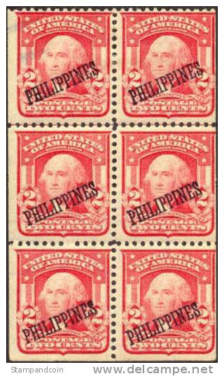 US Philippines Rare #240a Mint Hinged Booklet Pane Of 6 From 1903-04 - Filippine
