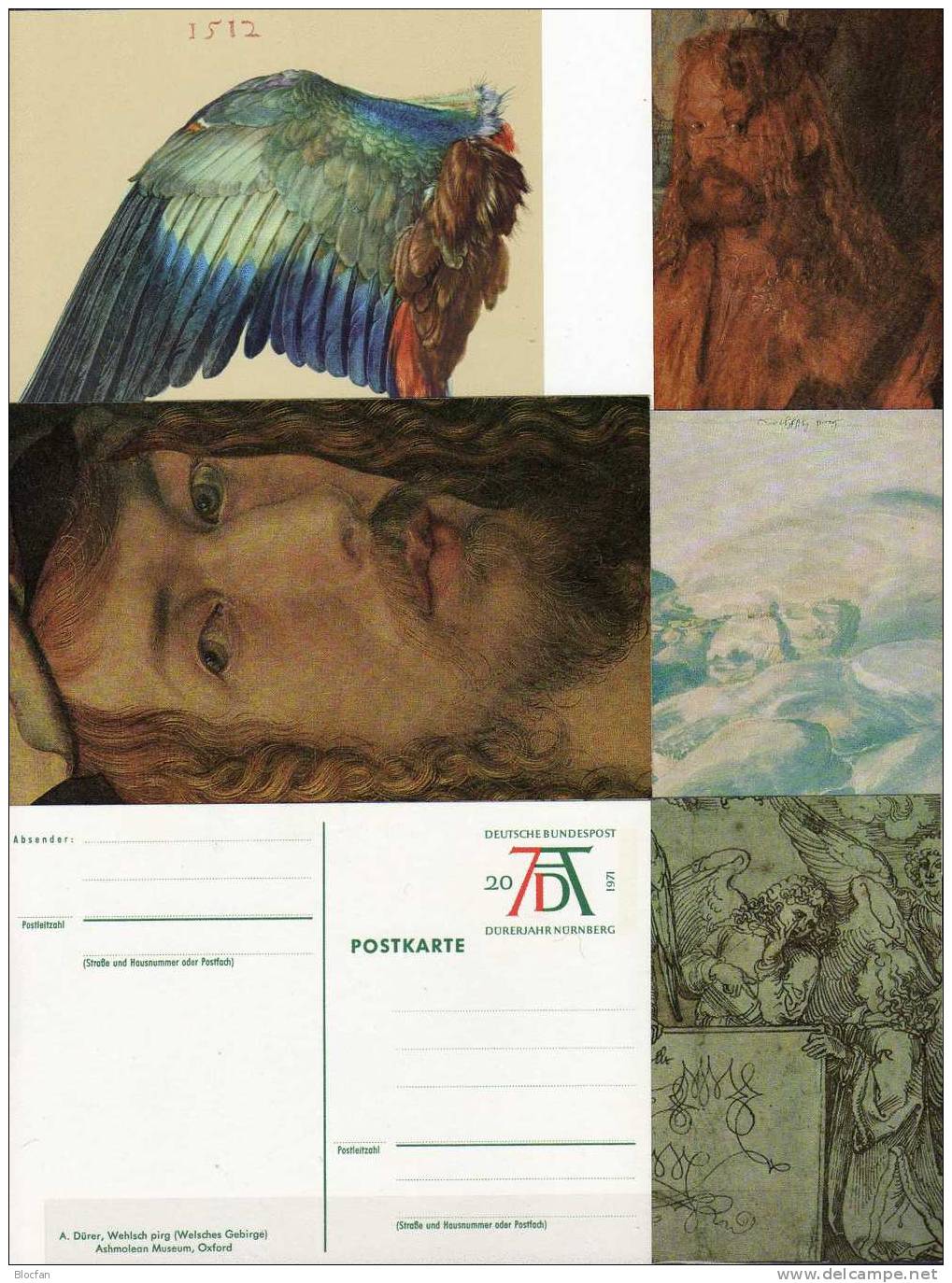 Dürer Jahr 1971 Bund 5 Postkarten PSo 3/1-5 Satz ** 5€ Gemälde Des Malers Karten Mit Briefmarke Signet Postcards Germany - Before 1900