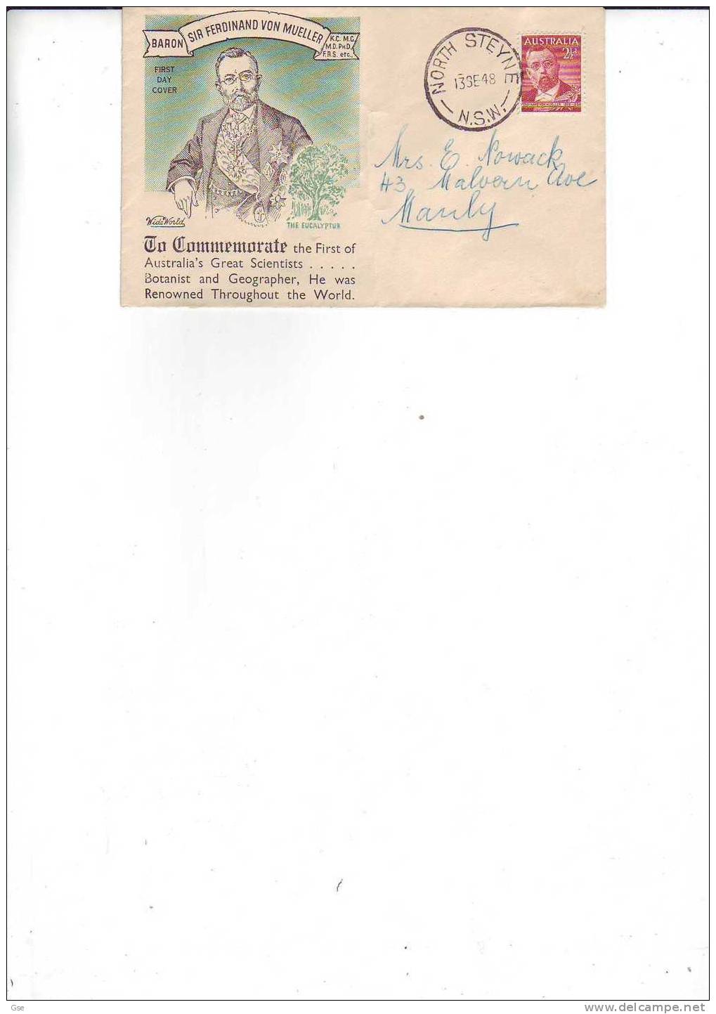 AUSTRALIA 1948 - FDC Yvert 162 -  Botanico F. Von Mueller - Storia Postale