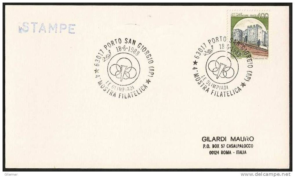 OLYMPIC ITALIA PORTO SAN GIORGIO (AP) 1988 - MOSTRA FILATELICE: LE OLIMPIADI - CARD - Summer 1988: Seoul