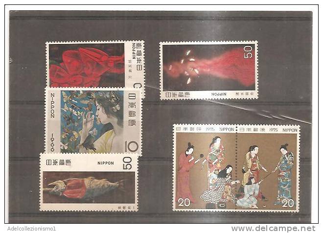 50378)n°5 Valori Quadri Giapponesi Nuovi E Dentellati - Unused Stamps
