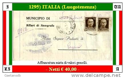 Nocera Inferiore 01295 (Luogotenenza) - Bella Affrancatura Mista Di Valori Gemelli. - Marcophilia