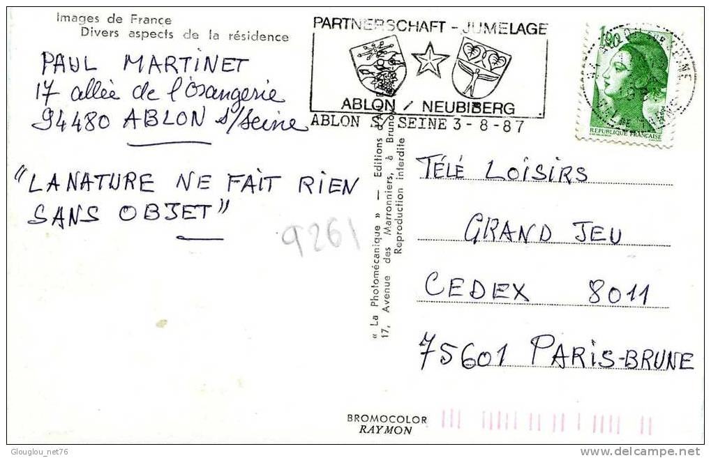 94-RESIDENCE DU CHATEAU D'ABLON...DIVERS ASPESTS DELA RESIDENCE.. ..  .CPM - Ablon Sur Seine