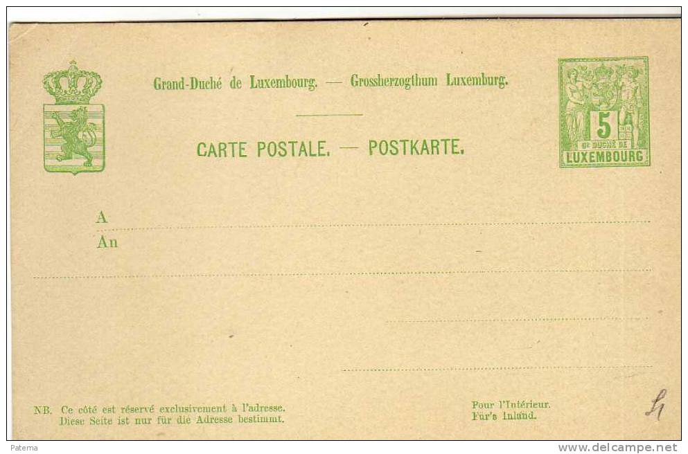 3487   Entero Postal, LUXEMBURGO 5 Cts, Nuevo - Stamped Stationery