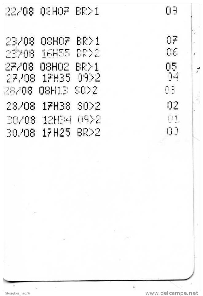 TICKET DE  10 VOYAGES AGGLO DE ROUEN  SEINE MARITIME 76 ANNEE 2008 VOIR SCANER - Europe