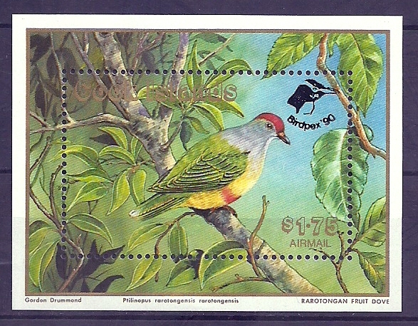 Cook Islands 1989 Birds Oiseaux  Aves WWF Protected Fauna Rarotonga Fruit Dove Birdpex 90 Mini Sheet MNH - Palomas, Tórtolas