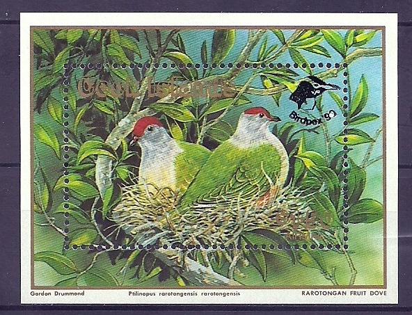 Cook Islands 1989 Birds Oiseaux  Aves WWF Protected Fauna Rarotonga Fruit Dove Birdpex 90 Mini Sheet MNH - Palomas, Tórtolas