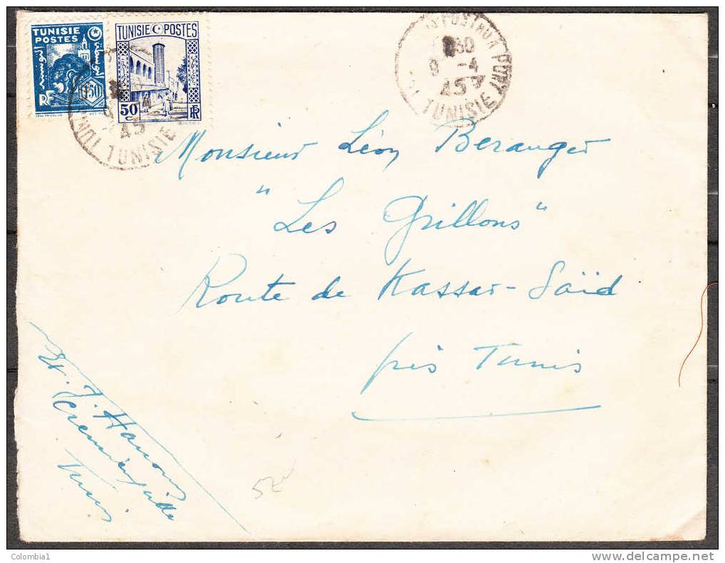 TUNISIE Lettre De TUNIS Du 9/4/1945 - Lettres & Documents