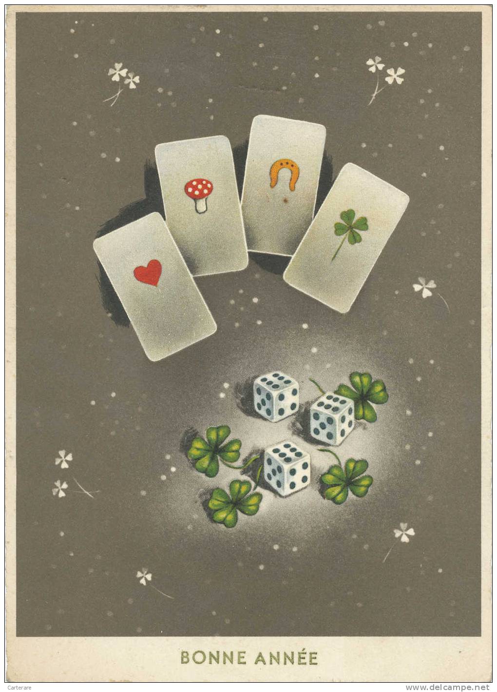 Cpa,1958,la Bonne Année,avec Un Peu De Chance,les Dés Sont Joués,carte De La Voyance Ou De L´astrologie - Playing Cards