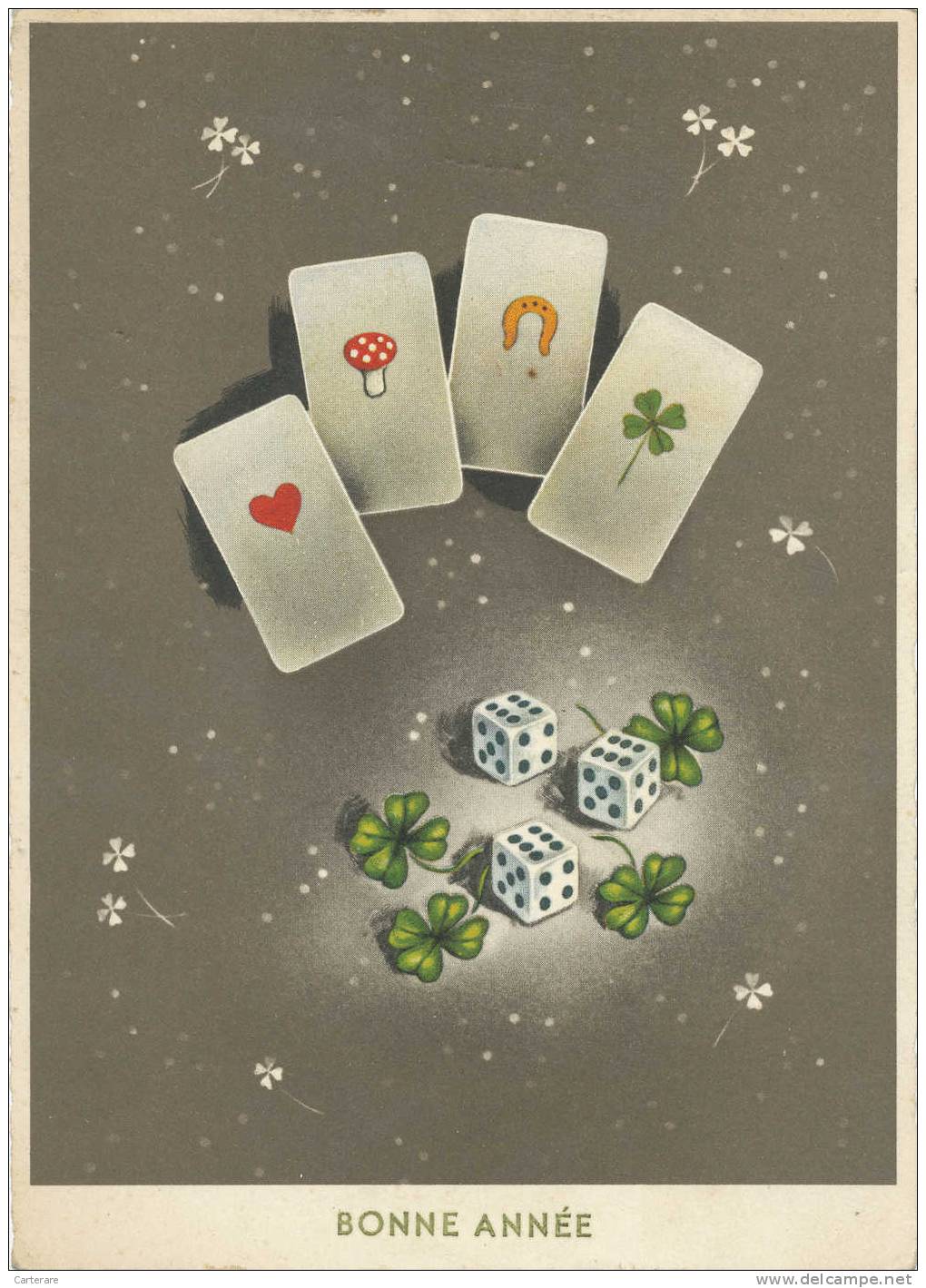 Cpa,1958,la Bonne Année,avec Un Peu De Chance,les Dés Sont Joués,carte De La Voyance Ou De L´astrologie - Cartes à Jouer