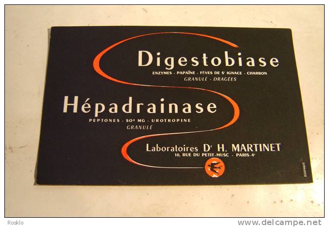 BUVARD PUBLICITAIRE 1950/60 / MEDICAMENT/ DIGESTOBIASE + HEPADRAINSE - Chemist's