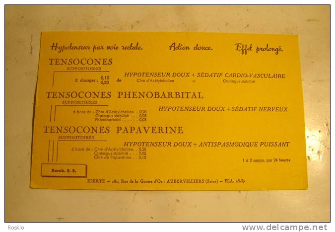 BUVARD PUBLICITAIRE 1950/60 / MEDICAMENT/ TENSOCONES - Chemist's