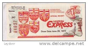 Canada - Western Express 1977 - Lottery - Lottery Tickets