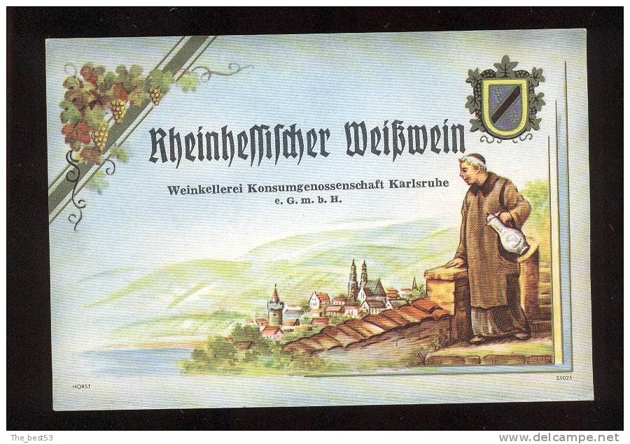 Etiquette De Vin Rheinhessischer Weibwein  Allemagnbe  -  Thème Religion Moine - Religions
