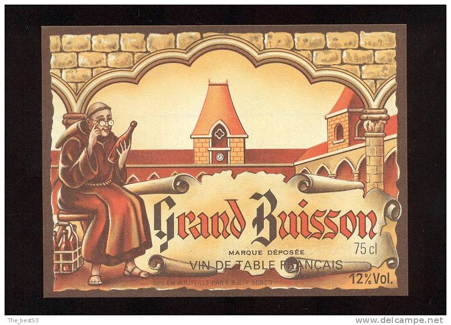 Etiquette De Vin De Table  - Grand Buisson   -  EBCF à 50320  -  Thème Religion Moine - Religiöses