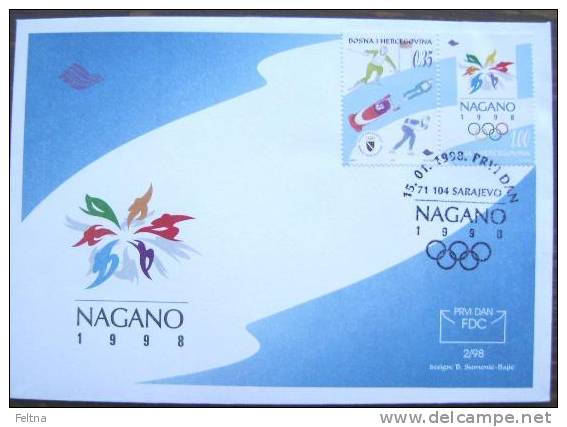1998 BOSNIA AND HERZEGOVINA FDC NAGANO JAPAN WINTER OLYMPIC GAMES BOSNA - Winter 1998: Nagano