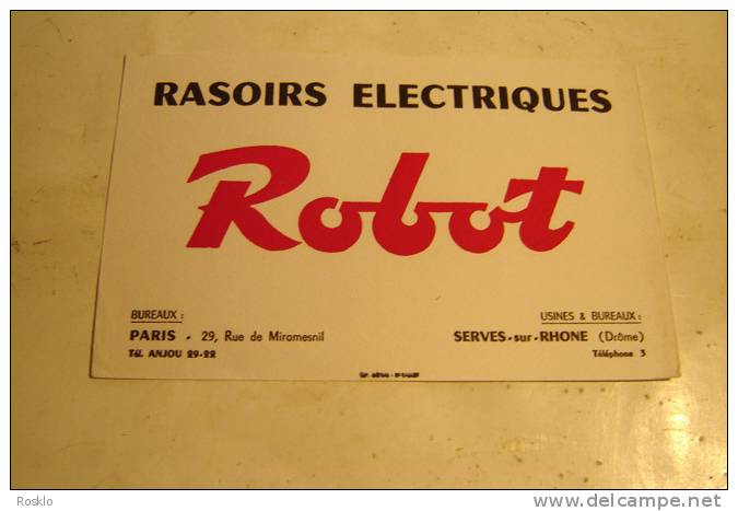 BUVARD PUBLICITAIRE 1950/1960 / RASOIRS ELECTRIQUES ROBOT - R