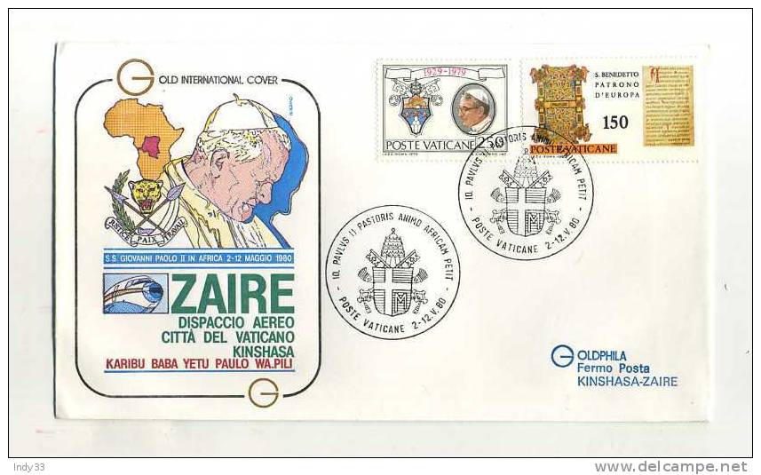 - VATICAN . LETTRE POUR LE ZAÏRE DE 1980 - Covers & Documents