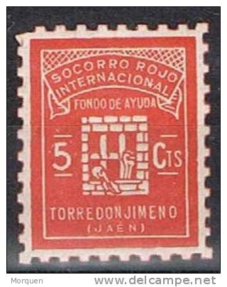 Socorro Rojo, TORREDONJIMENO (Jaen) 5 Cts, Guerra Civil * - Spanish Civil War Labels