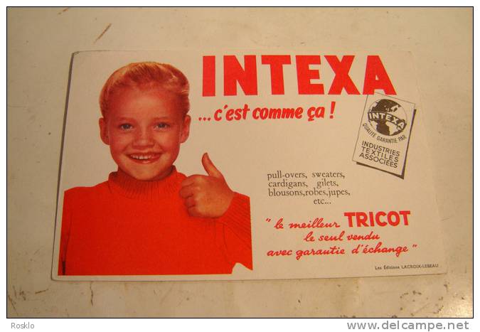 BUVARD PUBLICITAIRE 1950/1960 / VETEMENTS TRICOT INTEXA - V