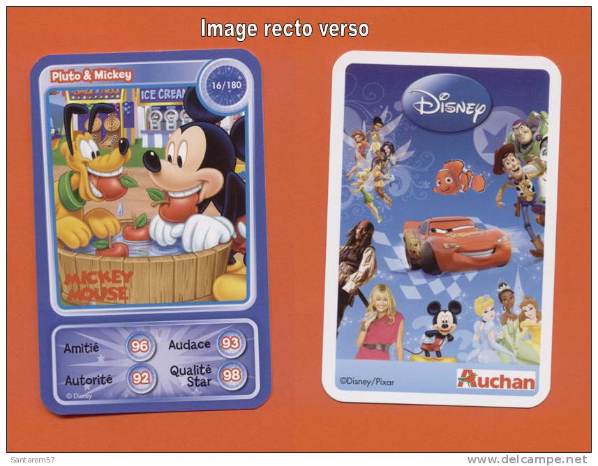 Carte à Collectionner Collectible Card AUCHAN MICKEY MOUSE Pluto & Mickey 16 / 180 - Other & Unclassified