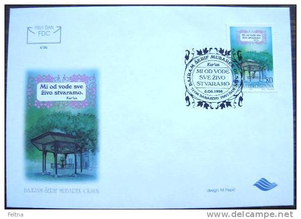 1996 BOSNIA AND HERZEGOVINA FDC BOSNA BAJRAM SERIF MUBAREK OLSUN - Islam