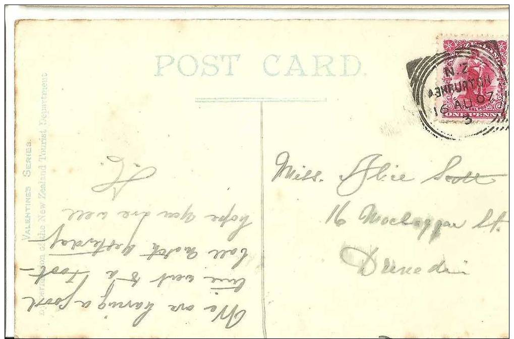 NEW ZEALAND - ASHBURTON - F-CLASS (SQUARED CIRCLE) POSTMARK ON POSTCARD 1907 - Other & Unclassified