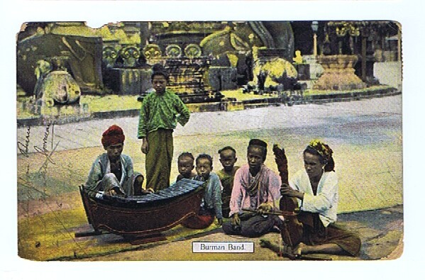 Indian Stamps Used In Burma 1908  PC To USA - Birma (...-1947)