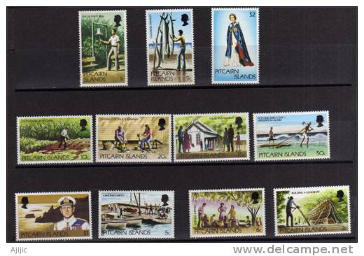 La Vie D´aujourd´hui Sur L´Ile Pitcairn. Serie Complete Yv.# 161/71. 11 T-p Neufs **. Cote 9.00 € - Pitcairn