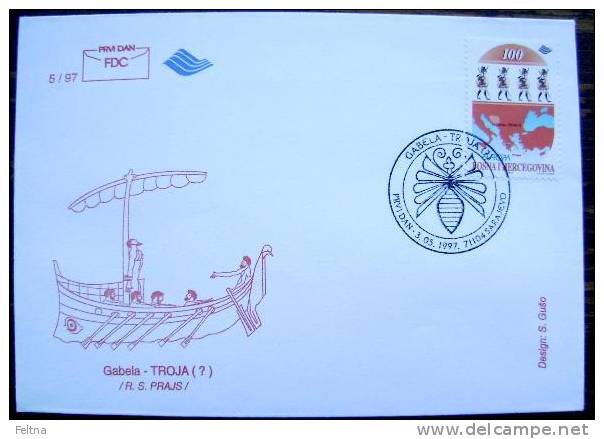 1997 BOSNIA AND HERZEGOVINA FDC BOSNA EUROPA CEPT GABELA TROJA  TROYA TROIA - 1997