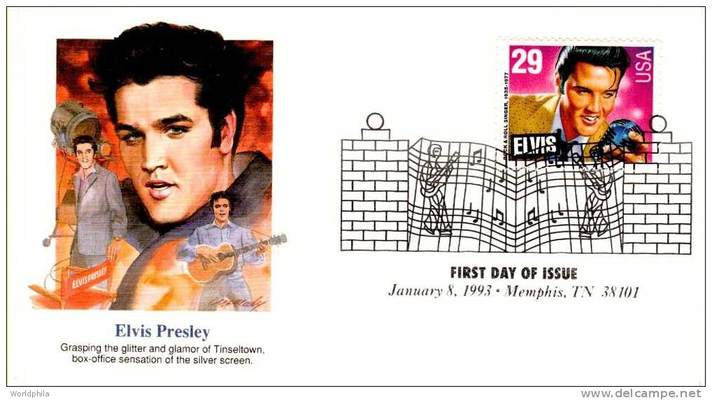 USA Scott # 2721 Cacheted FDC Elvis Presley King Of Rock 'N' Roll 1993 - Elvis Presley