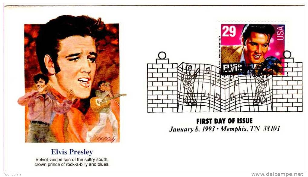 USA Scott # 2721 Cacheted FDC Elvis Presley King Of Rock ´N´ Roll 1993 - Elvis Presley