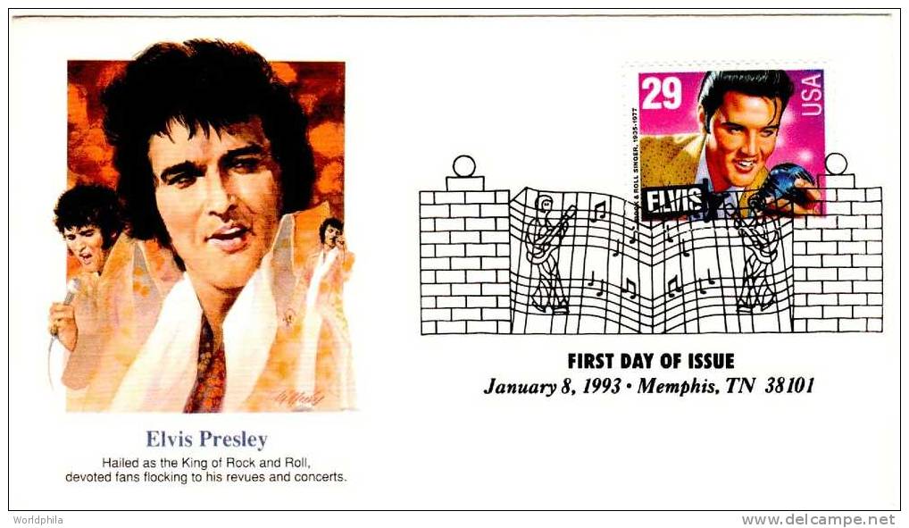 USA Scott # 2721 Cacheted FDC Elvis Presley King Of Rock ´N´ Roll 1993 - Elvis Presley