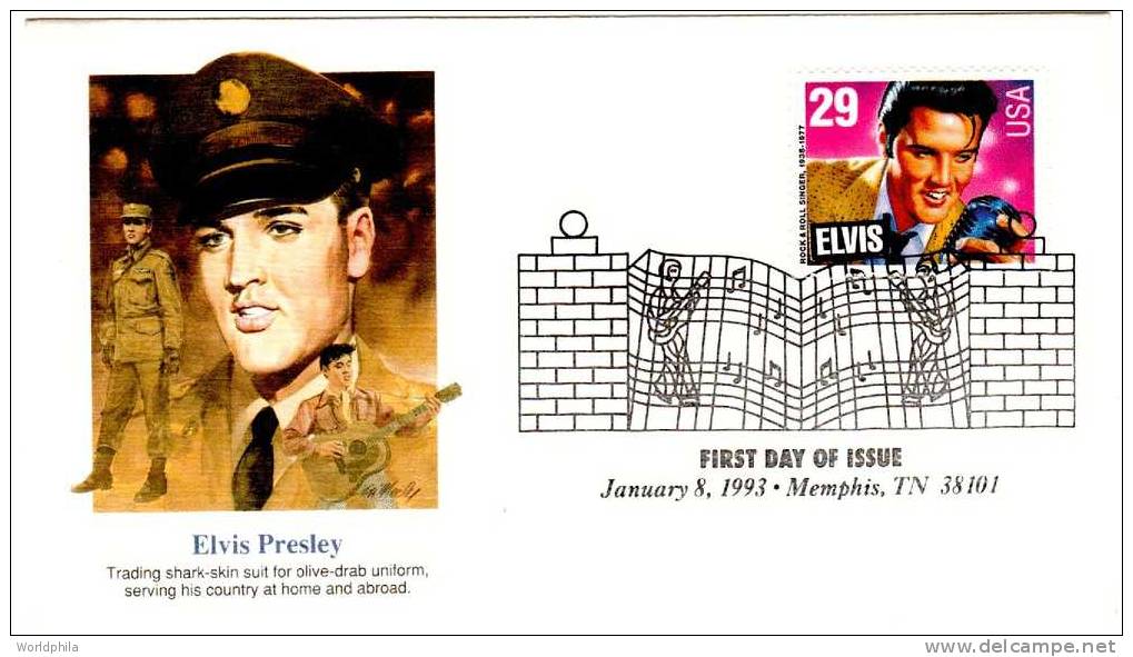 USA Scott # 2721 Cacheted FDC Elvis Presley King Of Rock ´N´ Roll 1993 - Elvis Presley