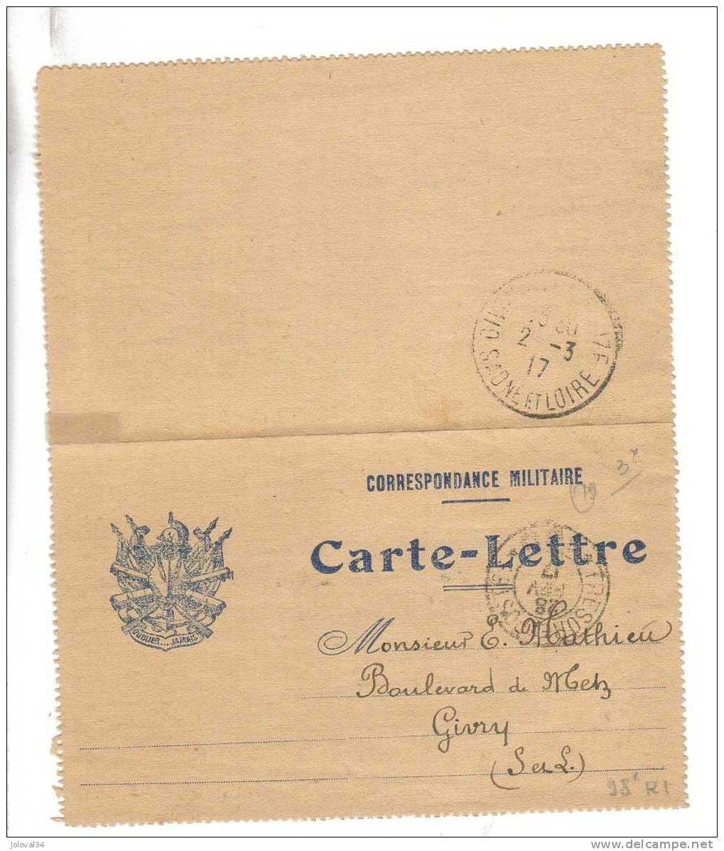 Carte Lettre Correspondance Militaire - 27/02/1917  - 98 è Infanterie - Guerre De 1914-18