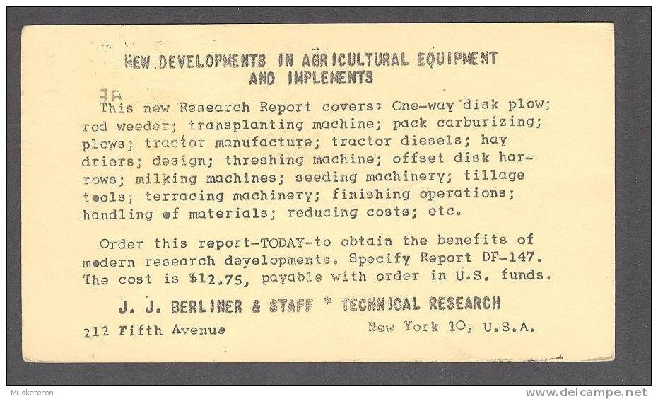 United States Uprated Private Postal Stationery Ganzsache J.J.BERLINER Technical Research New York 1917 VIBY Sj. Denmark - 1901-20