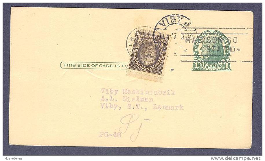 United States Uprated Private Postal Stationery Ganzsache J.J.BERLINER Technical Research New York 1917 VIBY Sj. Denmark - 1901-20