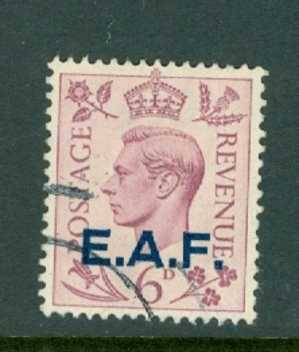 British Military Administration - Somalia: 1943/46   KGVI  'E.A.F.' OVPT    SG S6    6d       Used - Somalia