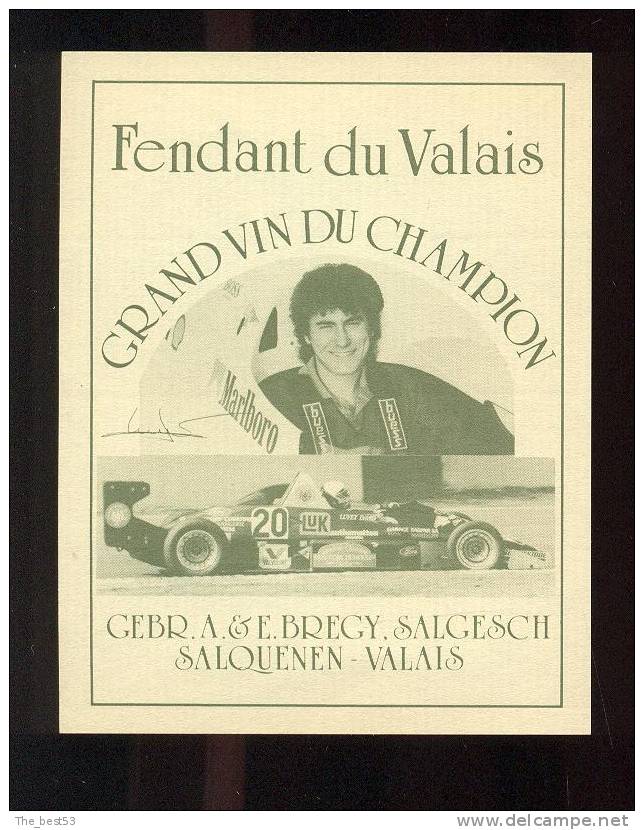 Etiquette De Vin Fendant Du Valais - Grand Vin Du Champion - Cebr Et Brecy Salgesch Salquenen Suisse - Thème Automobile - Auto Races