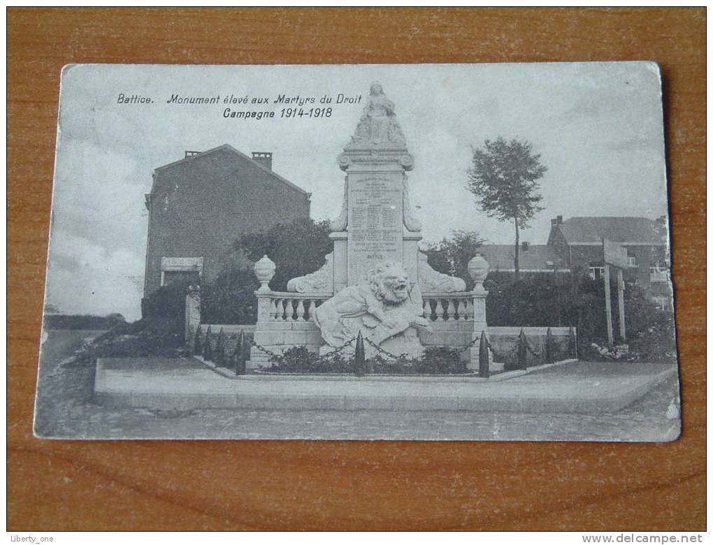 Battice - Monument élevé Aux Martyrs Du Droit Campagne 1914-1918 / Anno 1924 ( Kaart In Slechte Staat - Details Foto ) ! - Herve