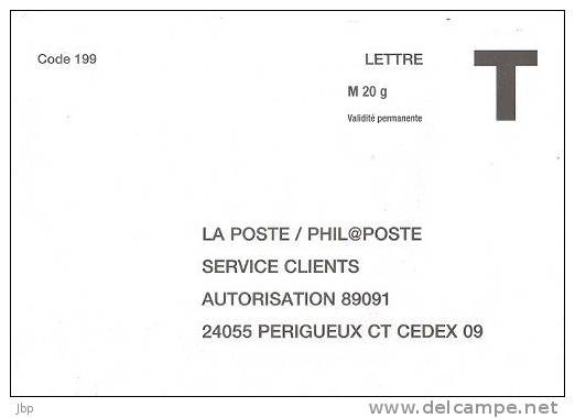 France - Enveloppe Réponse T - La Poste - Phil@poste. - Cards/T Return Covers