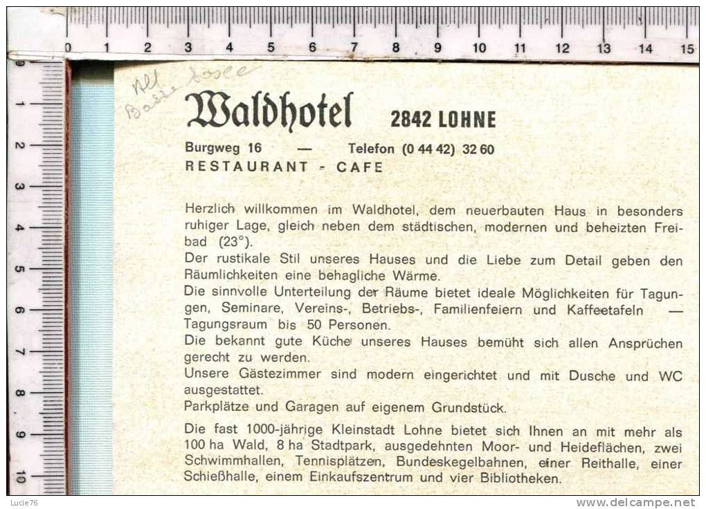 LOHNE -  WALDHOTEL - Restaurant - Café  -  -  5 Vues   -Carte Double - Lohne