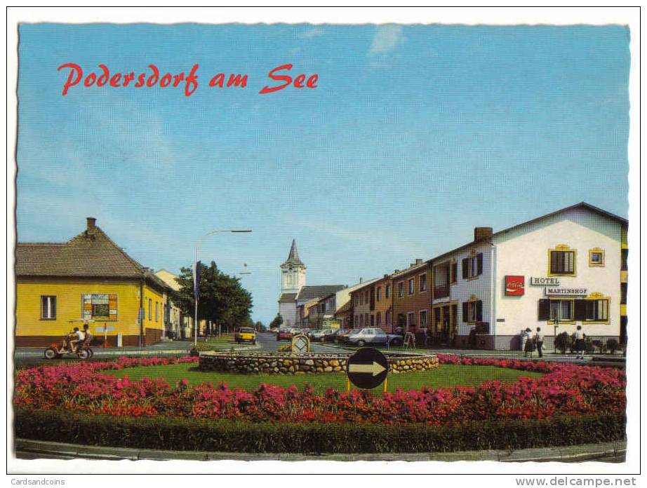 AK Podersdorf Am See - Ortsstrasse Mit Hotel Martinshof - Altri & Non Classificati